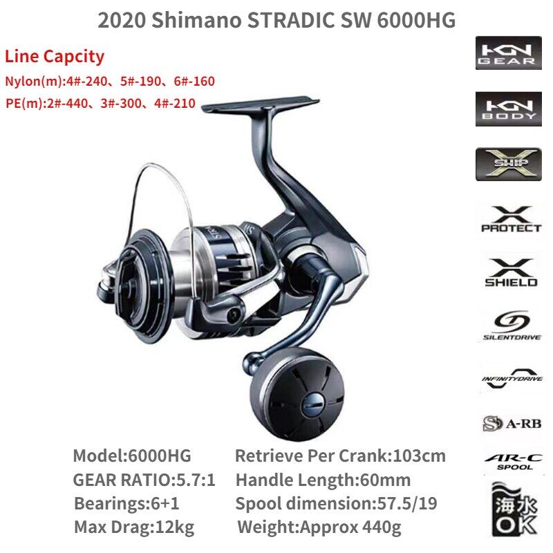 2020 SHIMANO STRADIC SW 8000HG 8000PG Spinning Fishing Reel X SHIP AR-C  Spool Strong Sea Fishing Saltwater Fishing Tackle