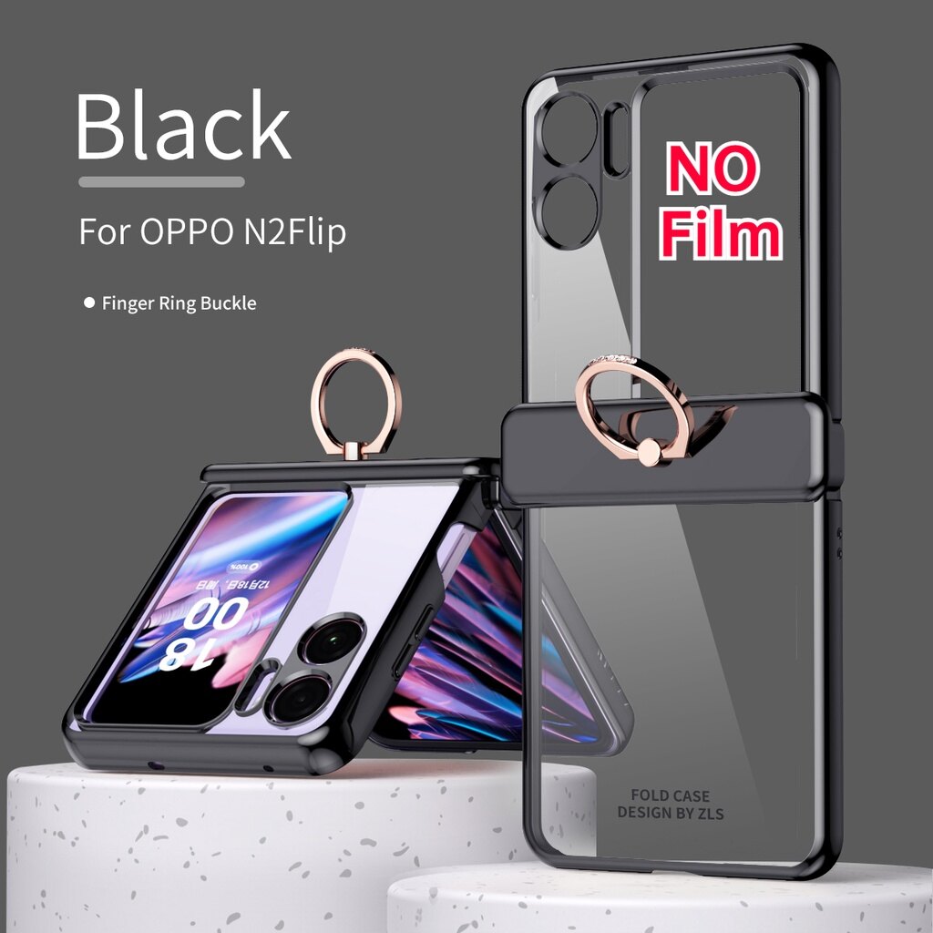 HOCE Ring Holder Magnetic phantom hinge Phone Cases For Oppo Find N2 Flip 5G Phone Back Case Protective with Glass Film Screen Cover
