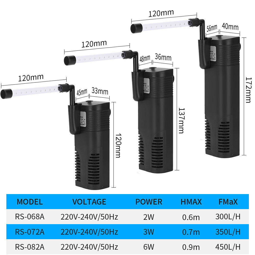 Emango 3 Trong 1 Bộ Lọc Nước Bể Cá Máy Bơm Chìm Với Chức Năng Lọc Oxy Tuần Hoàn Cho Máy Bơm Bể Cá Nước Hồ Cá