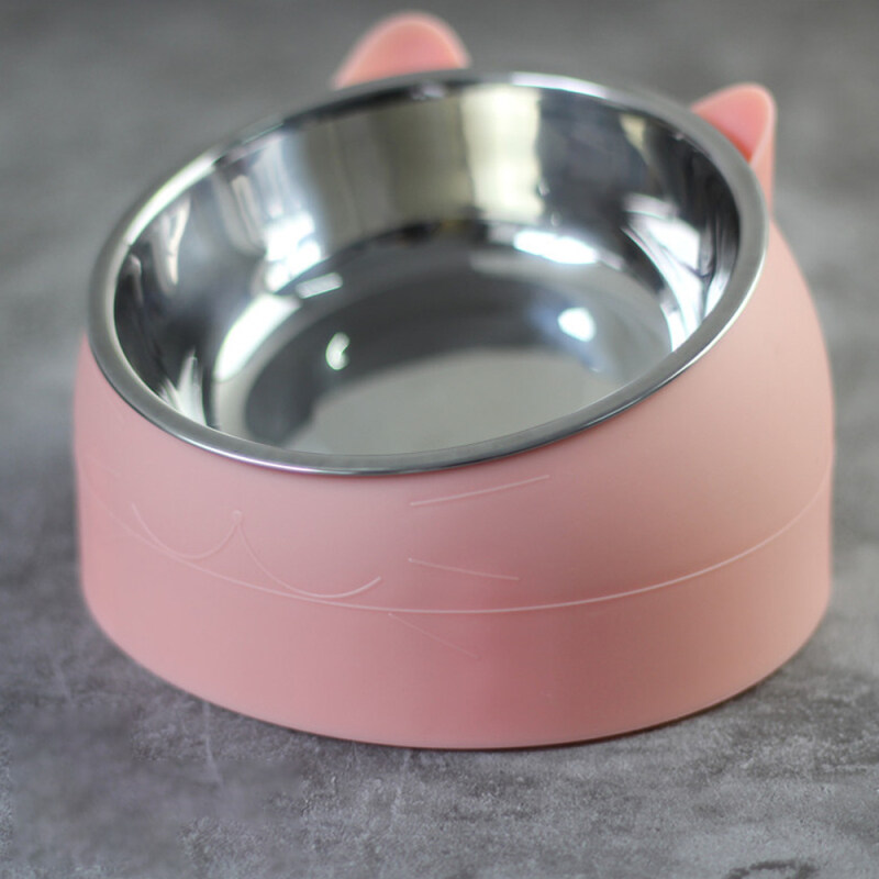 Bát Cho Thú Cưng Chó Mèo Bát Miệng Chếch Pet Thép Không Gỉ Bát Đựng Thức Ăn Cho Thú Cưng 1PCs