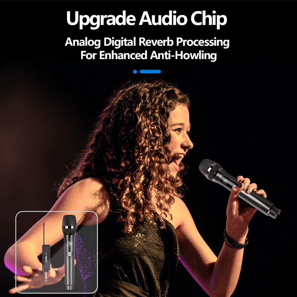 C260 Wireless Microphone Rechargeable Fixed Frequency VHF 30M Range Wireless Handheld Dynamic Mic For Karaoke Singing Home Party