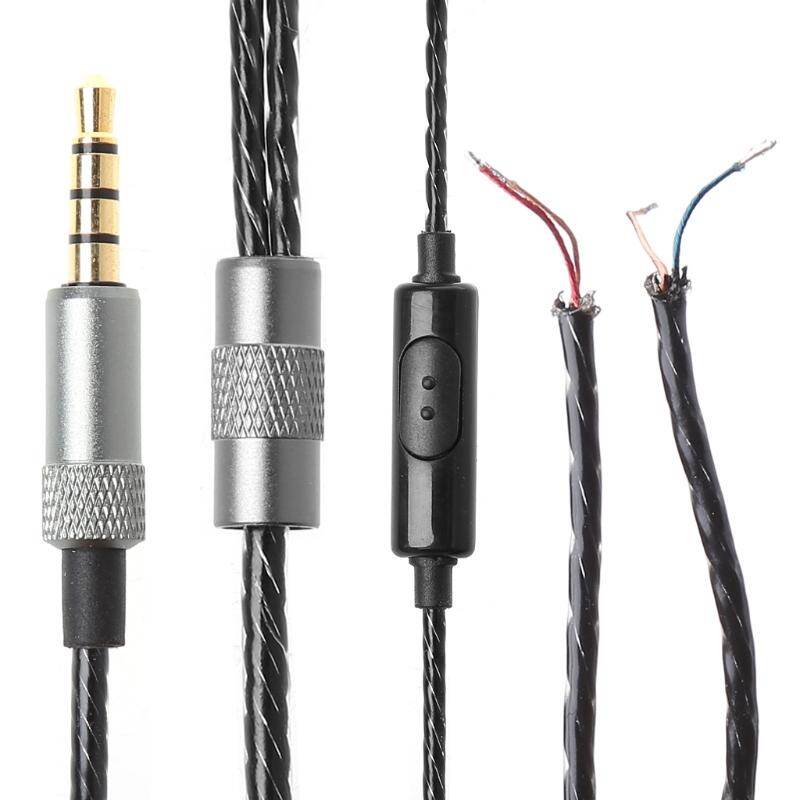 3.5mm Jack DIY Replacement Headphone Audio Cable Maintenance Wire With MIC 1.25m