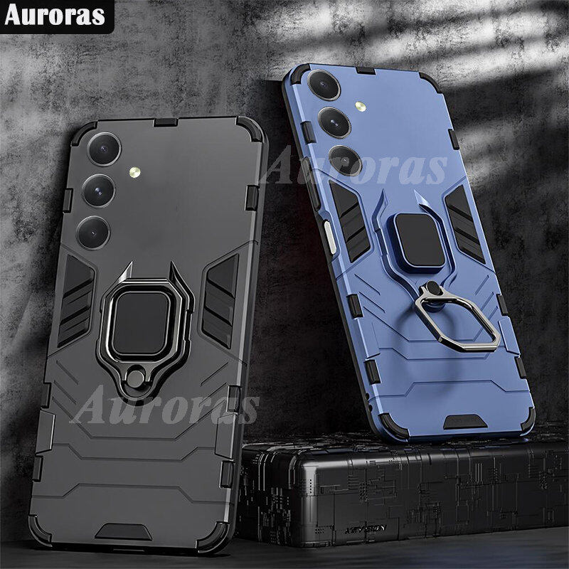 For Samsung Galaxy A15 Case Silicone Armor Metal Ring Stand Case Armor Back Protective Shockproof Hard Dual Layer for Galaxy A15 Cover