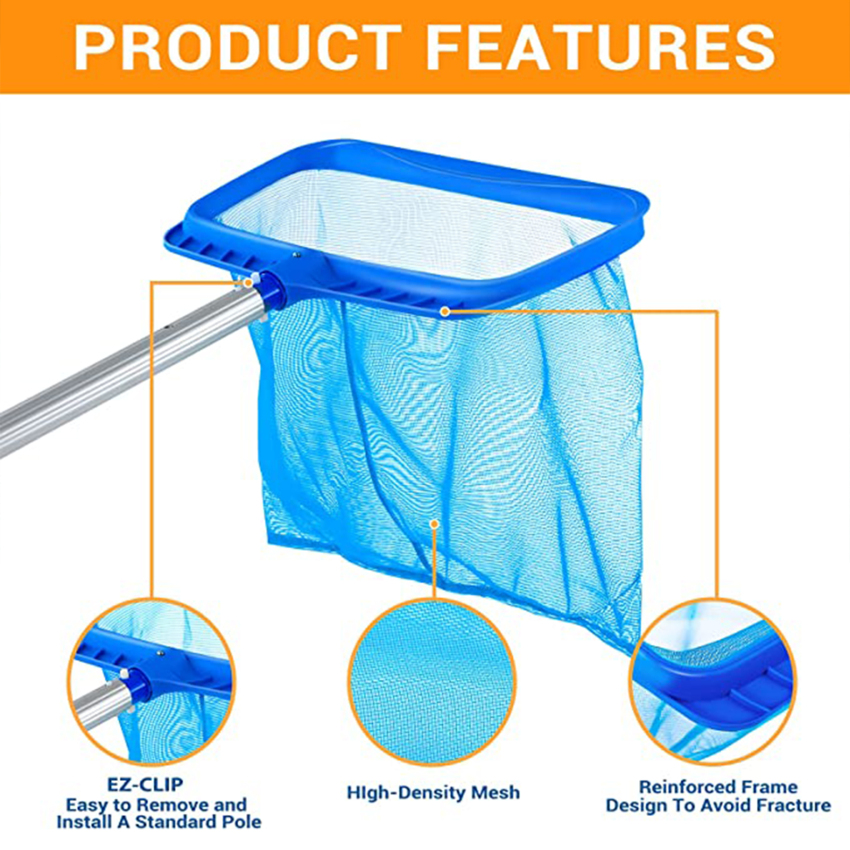 Pool Skimmer Net, Swimming Pool Leaf Skimmer Net With Reinforced Frame Larger Capacity Pool Nets For Cleaning Durable Deep Rake Net Easy Scoop Edge Debris Pickup Removal