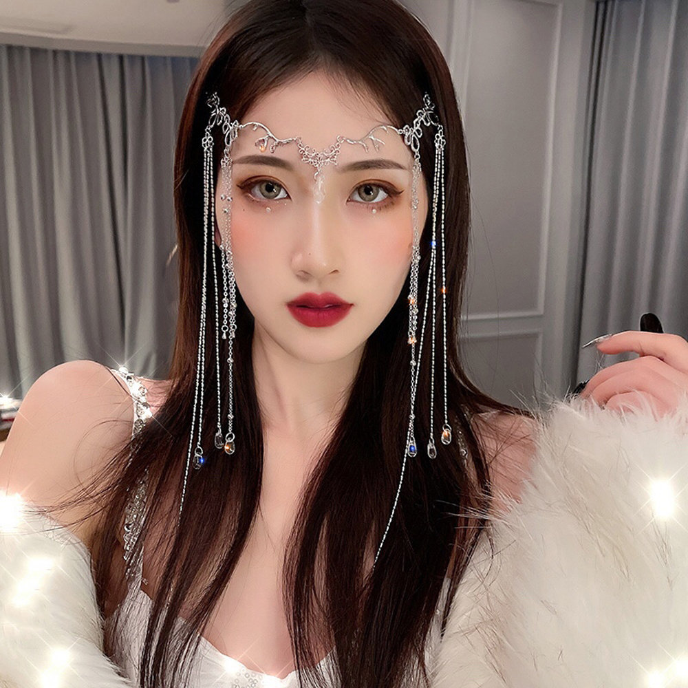 BHBB Fashion Shinning Elegant Chinese Style Women Hollow Retro Girls Crystal Barrette Tassel Hairpin Rhinestones Bead Hair Clips