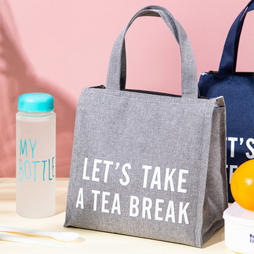 Portable Thermal Insulated Lunch Bag Waterproof Canvas Bento Box Bag