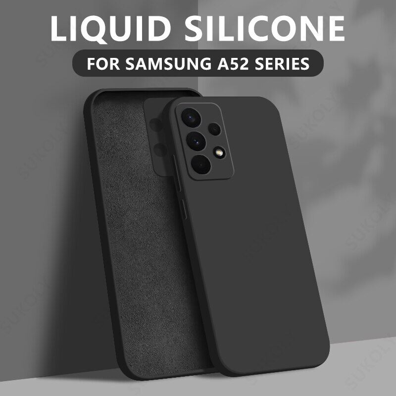 Case For Samsung Galaxy A52 A72 A71 A51 A50 A70 A21S S20 FE A42 A32 Casing Square Liquid Soft Silicone Case Shockproof Phone Cover Straight Edge Shell All-inclusive Lens Protection Casing
