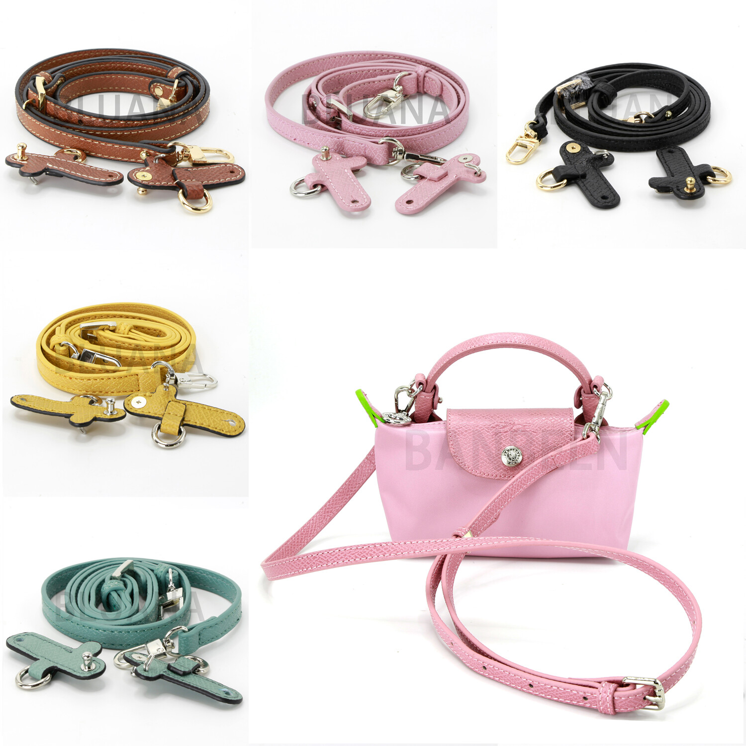 Longchamp Mini Bag PU Strap Punch Kit Removable Adjustable Shoulder Strap Turn Bag Cross Body