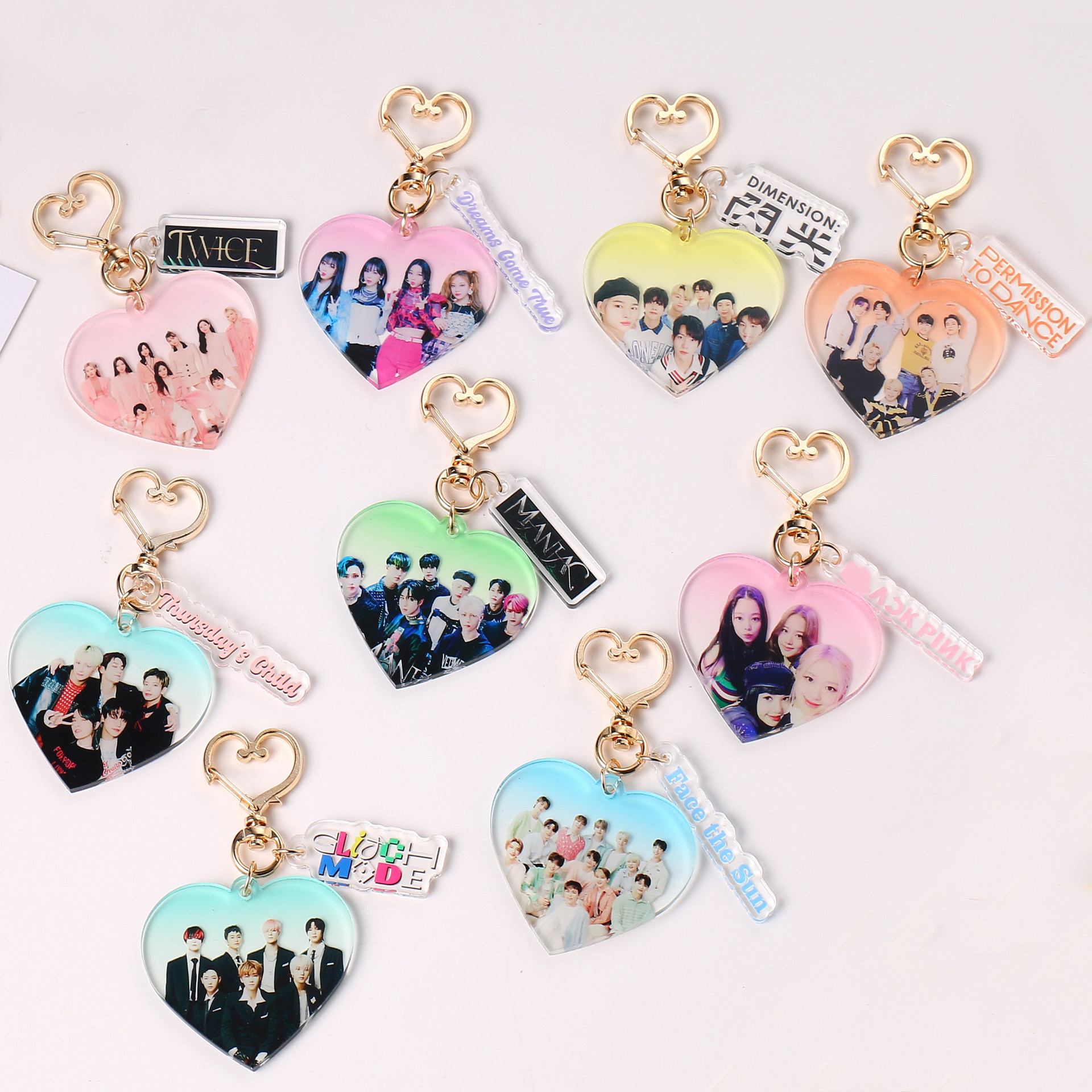 粉墨 aespa  en twice sk同款渐变爱心钥匙扣挂件周边