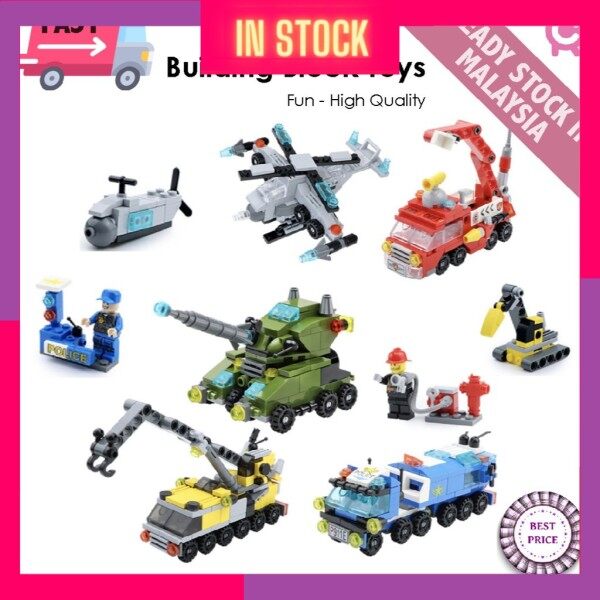 ⚡️MUST HAVE⚡️Mini 6 in 1 Building Vehicle Blocks DIY Police Car Fire Truck Model Compatible with Lego blocks puzzle Malaysia