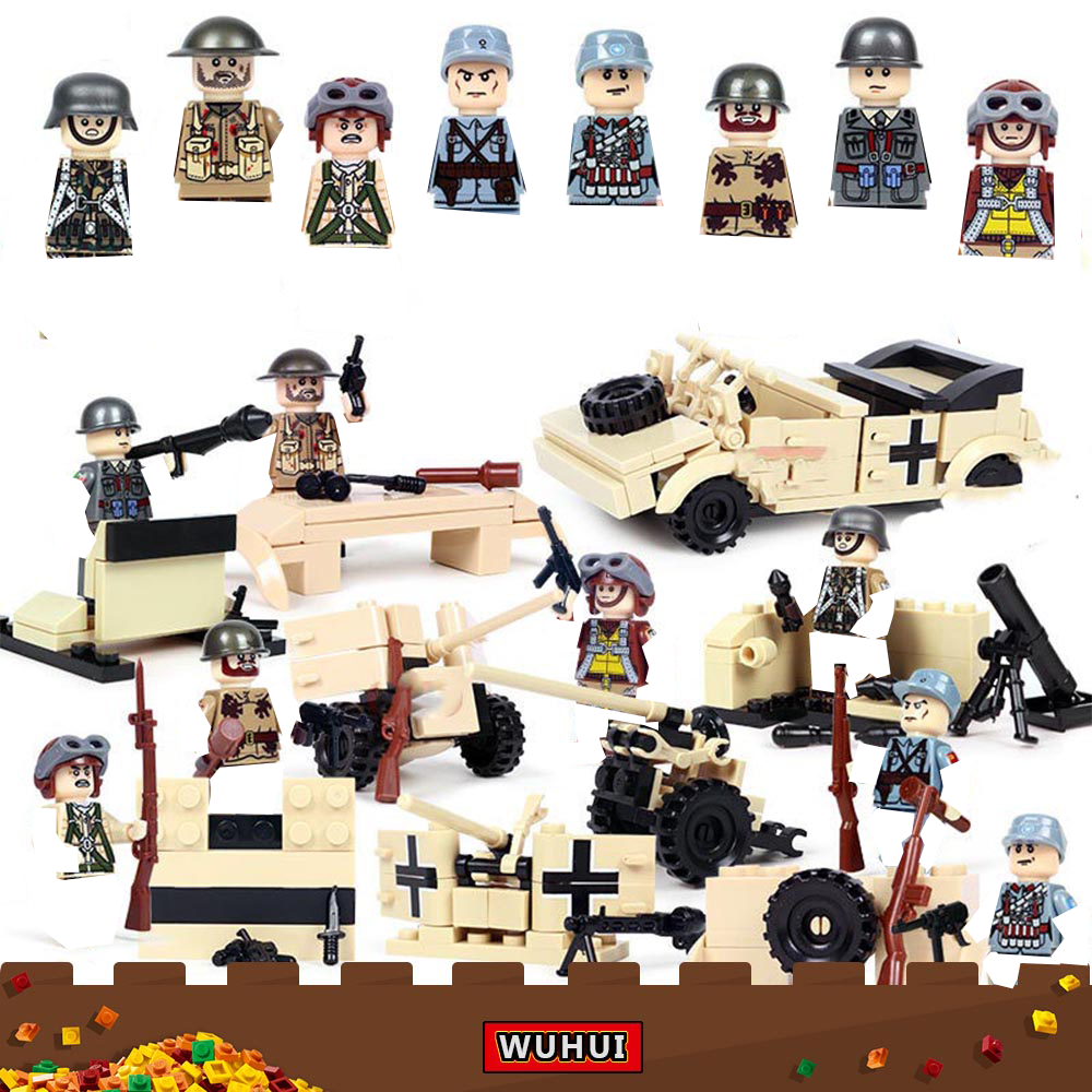 WUHUI 8PCS SWAT Military Army WW2 Minifigures Toy Building Kit Building Blocks Eight Countries Fight Building Bricks for Preschool Children Ages 3+ Kids Toys Compatible with All Brands
