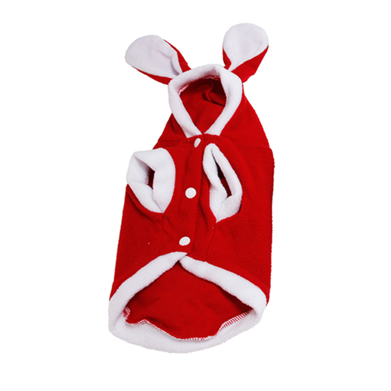 [Lovinland] Pink Rabbit Ears Turned Into Cat Clothes Autumn Winter Warm Clothes Outdoor Christmas Clothes for Dog and Cat