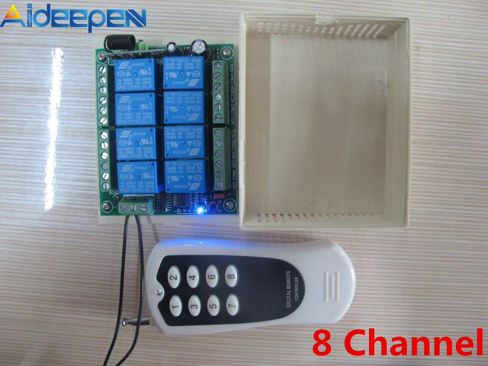 Aideepen Official DC 12V 8-Channel Relay RF Switch 1000m Remote Control Transmitter+ Receiver