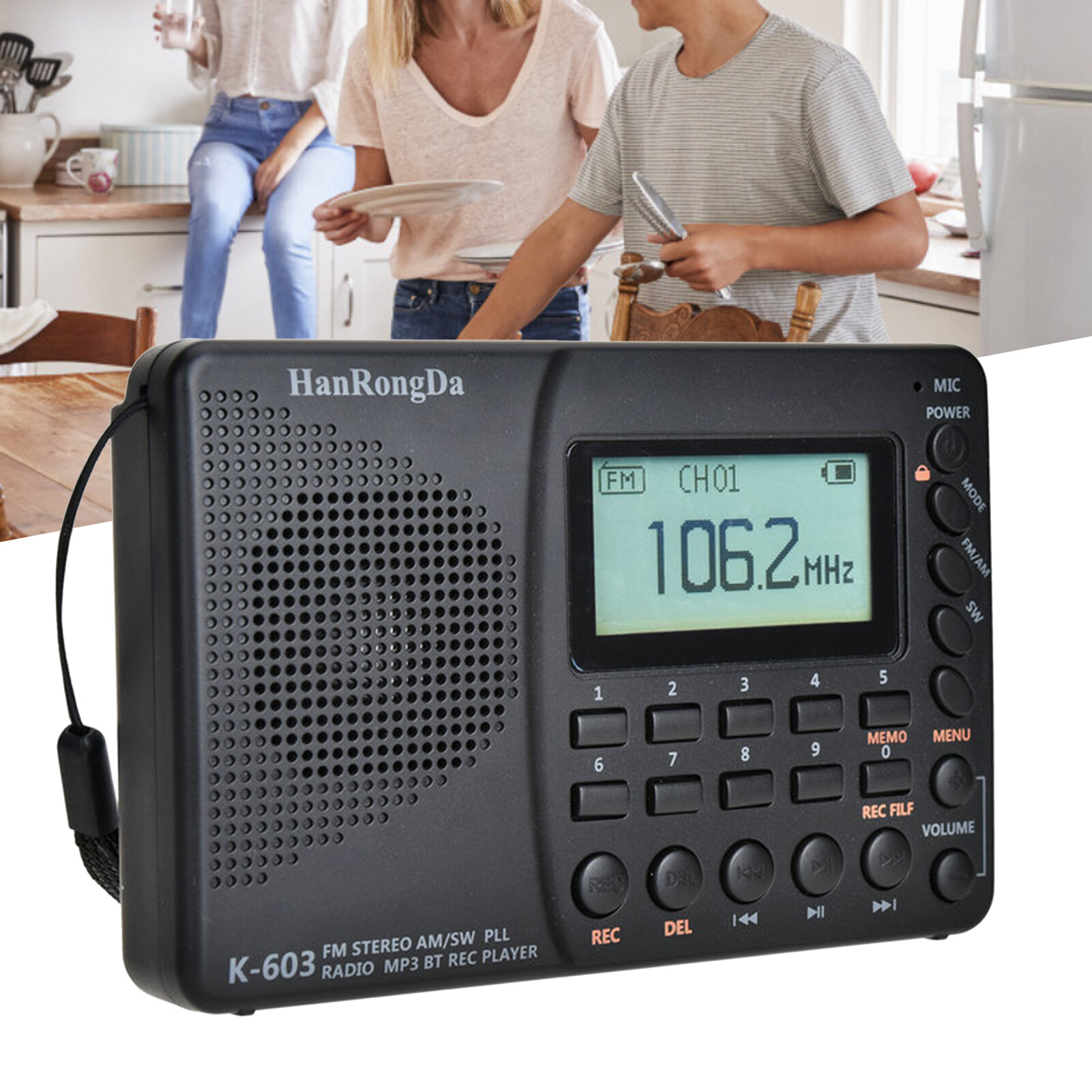 K-603 Digital Radio Multifunctional Long Standby Time Portable Practical Bluetooth-compatible 5.0 Radio for All Ages Bluetooth Radio Convenient