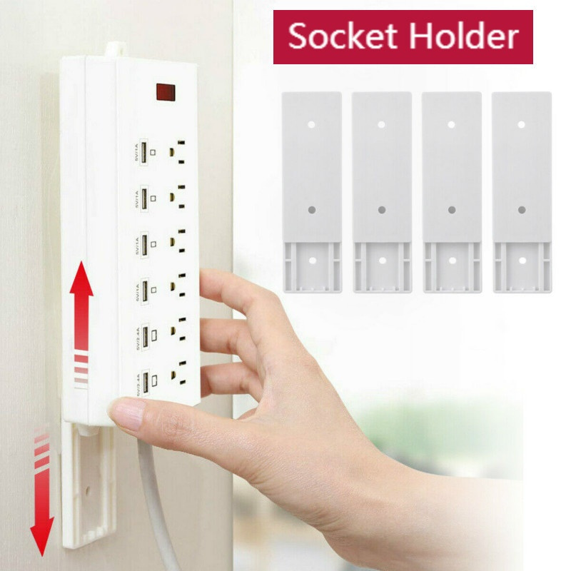 Giá Đỡ Phích Cắm ABS Không Đục Lỗ Liền Mạch Dụng Cụ Cố Định Tường Dải Điện Tự Dính Cầm Tay