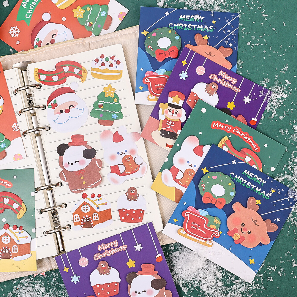 60Sheets Cartoon Christmas Sticky Notes Student Memo Notes Cute Hand Account Post-it Notes Xmas Gift