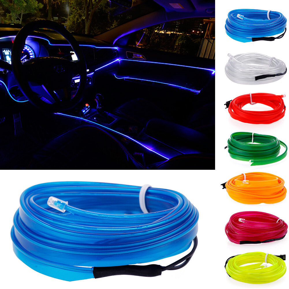 1PC 5M Universal 12V Car Interior Lighting Atmosphere Auto LED Strip EL Wire Tube Line Flexible Light