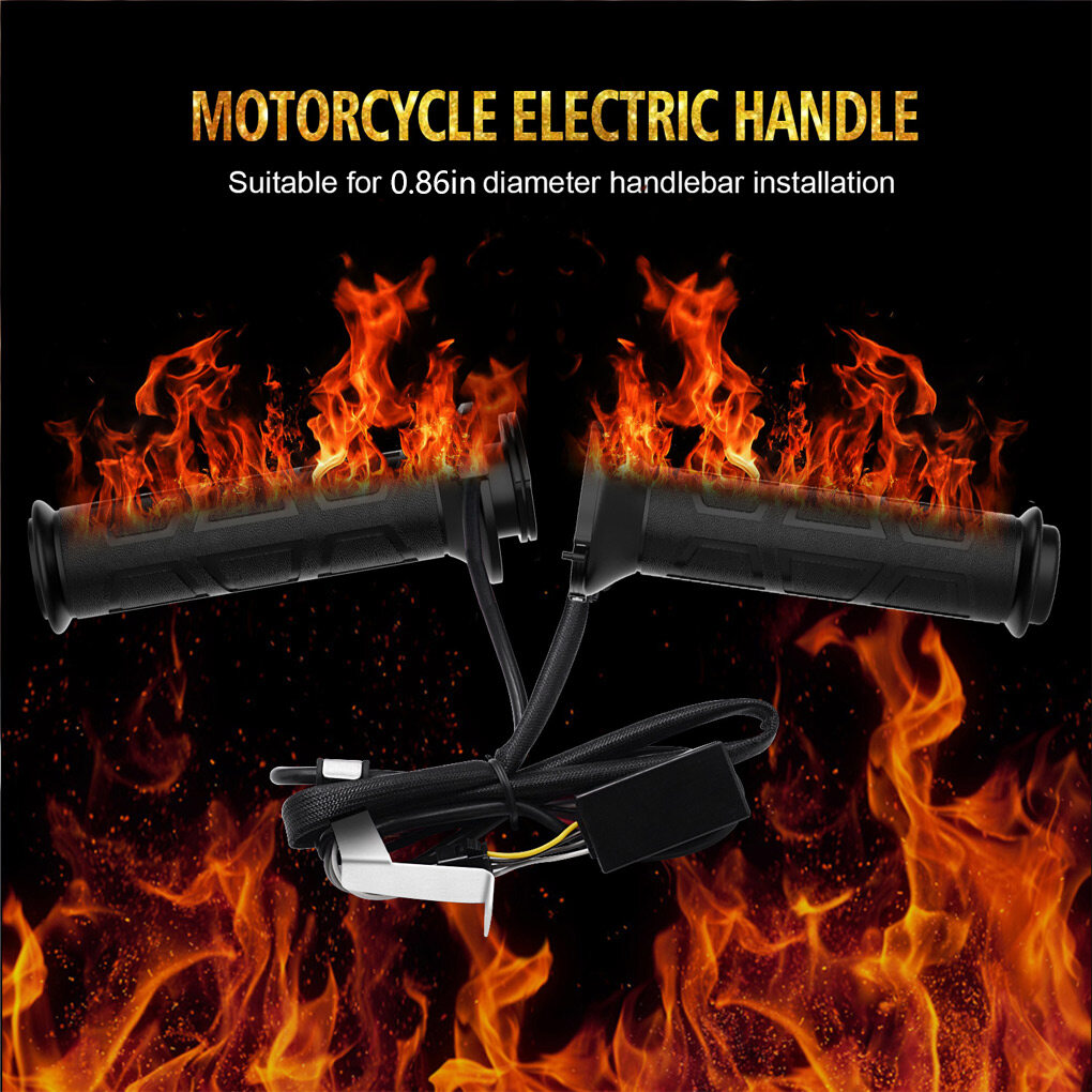 Universal Heated Handlebar Grip Clamp-on Adjustable Temperature Handgrip Hand Warmer Motorcycle Protectors 12V Automobile Parts