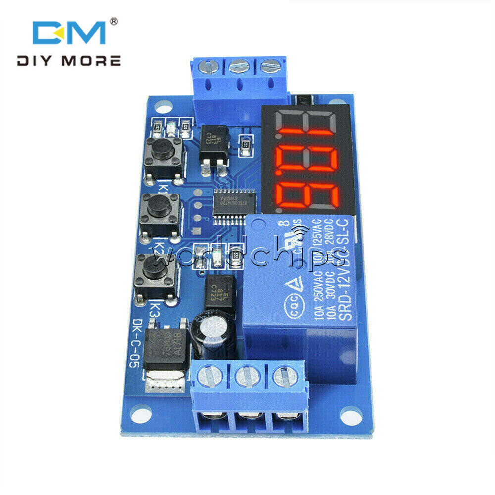 diymore Mô Đun Rơ Le Thời Gian Trễ Dc 12V Chính Hãng 3 Bảng Hiển Thị Led Kỹ Thuật Số Công Tắc Hẹn Giờ Điều Khiển Lập Trình Mô Đun Chu Kỳ Kích Hoạt Có Hộp Đựng