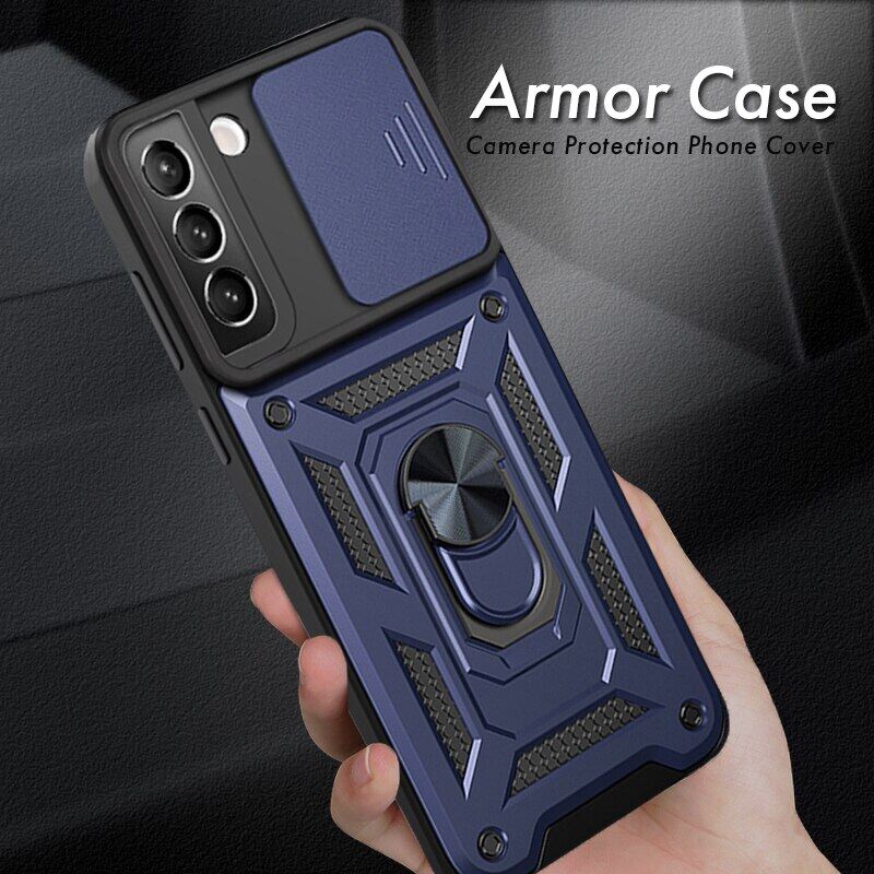 For Samsung Galaxy S23 S22 Ultra Plus Phone Case, Armor Stand Holder Car Ring Cover Camera Lens Protect Casing