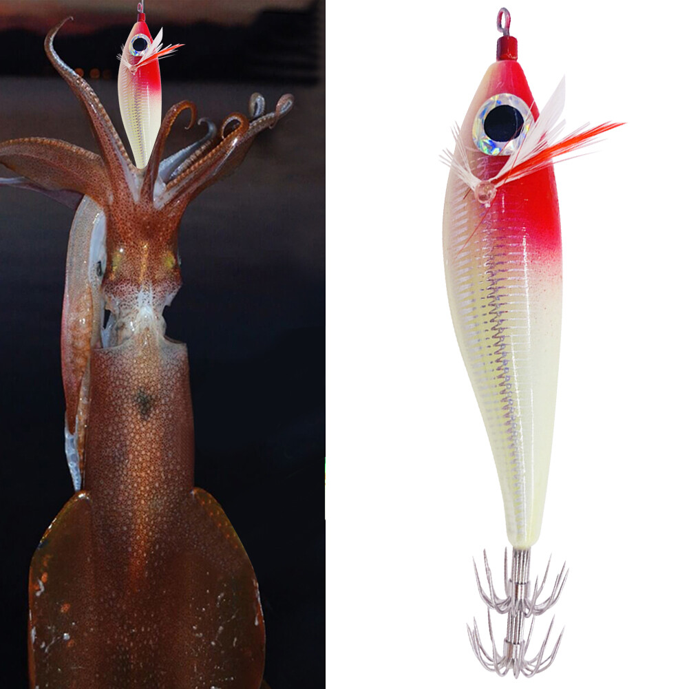 Wood Shrimp Fishing Lure 10cm 10g Squid Jig Hook Bait Fluorescent Grow in  The Dark Simulation Saltwater Fishing Accessories