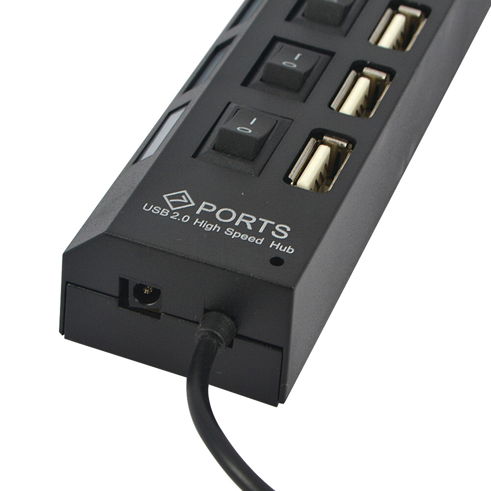 Kebidumei USB Hub 7 ports USB2.0 HUB LED Indicator Switch Adapter