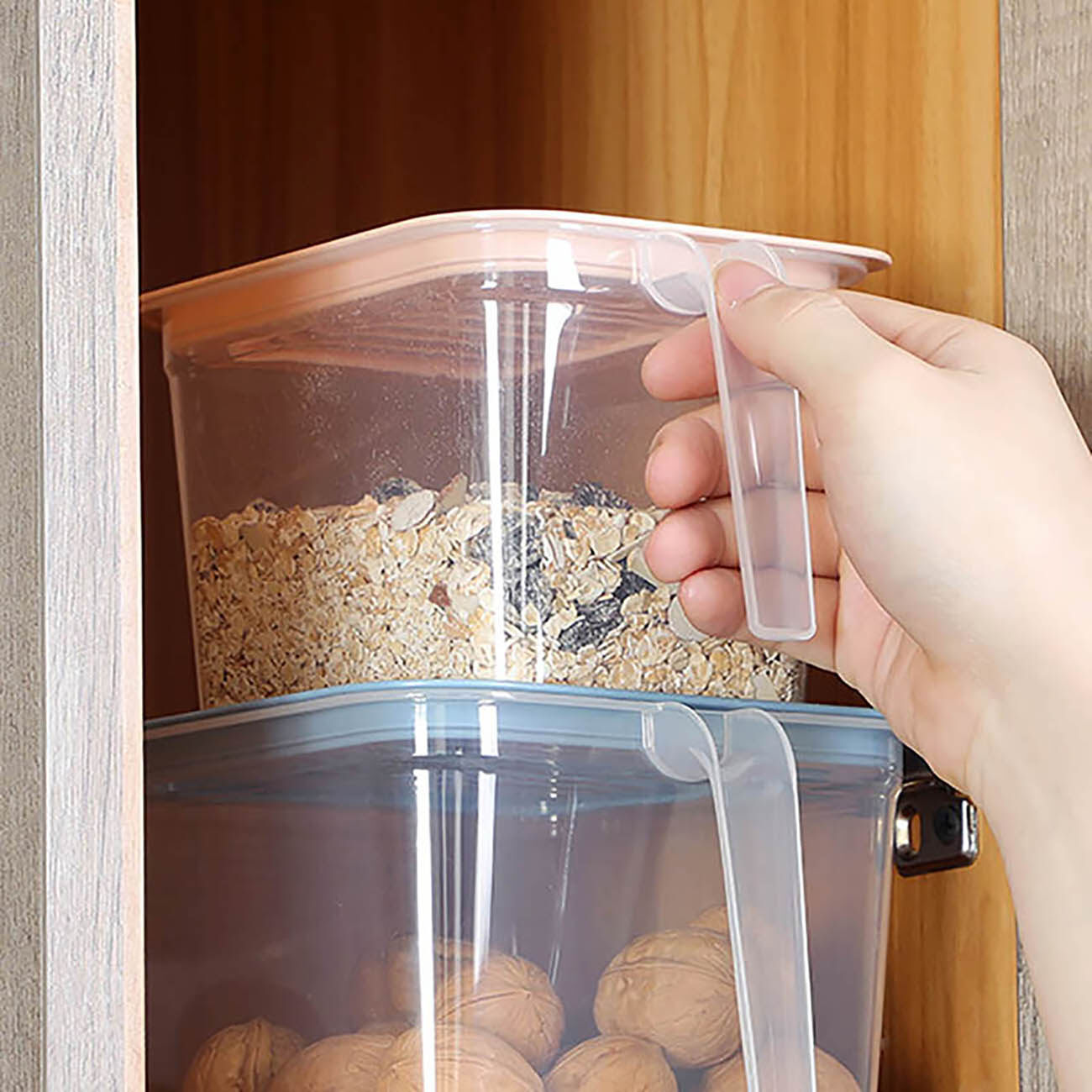 CNMF 5 Cái Stackable Kín Có Thể Với Xử Lý Nhựa Container Với Nắp Hạt Lưu Trữ Box Kithchen Organizer