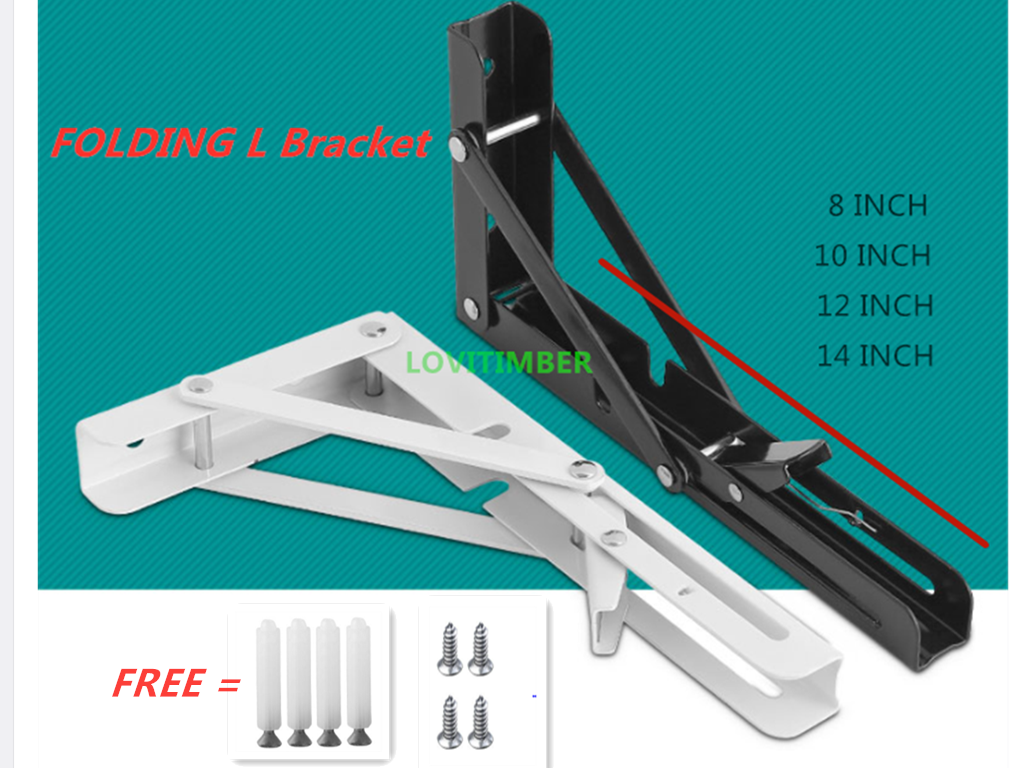 (1 pair Foldable) Heavy Duty L Bracket, Heavy Duty Metal Shelf Bracket