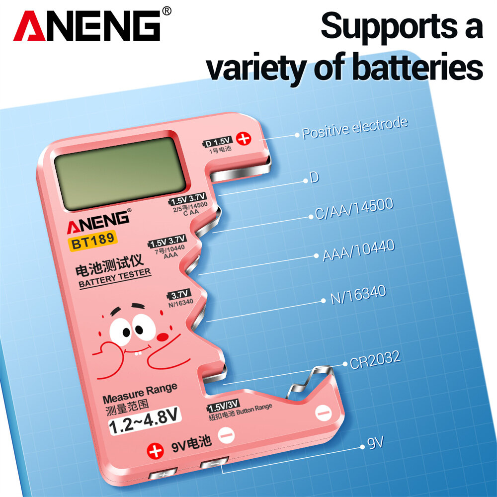 [Battery tester, checker, power detector, digital lcd display, measuring instrument（Red/Black）,Battery tester, digital power detector, LCD LED display, measurement instrument (red/black),]