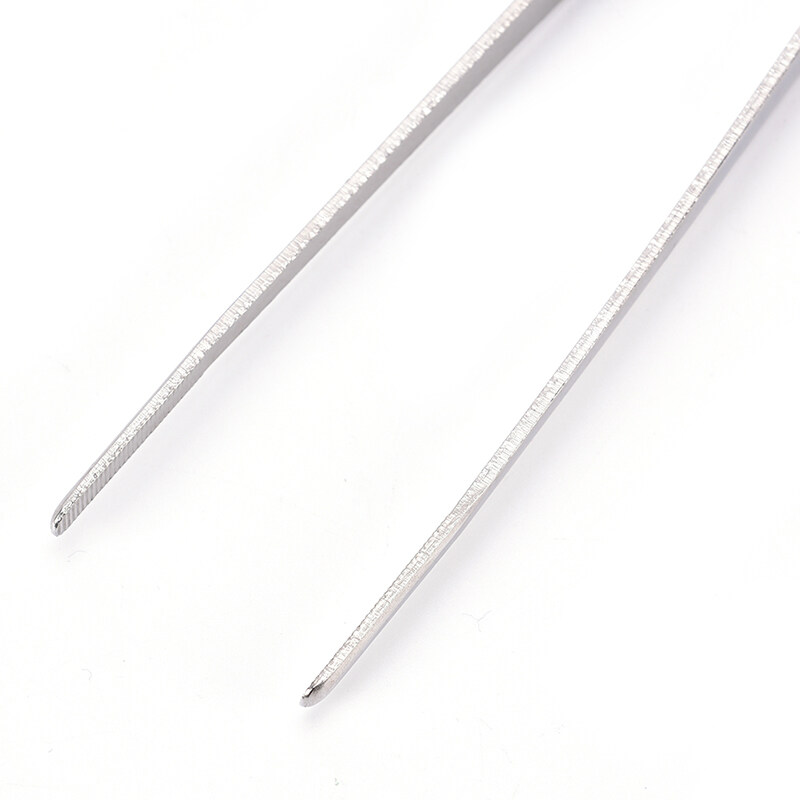 Silver Stainless Steel Long Food Tongs Straight Tweezers Kitchen Tool