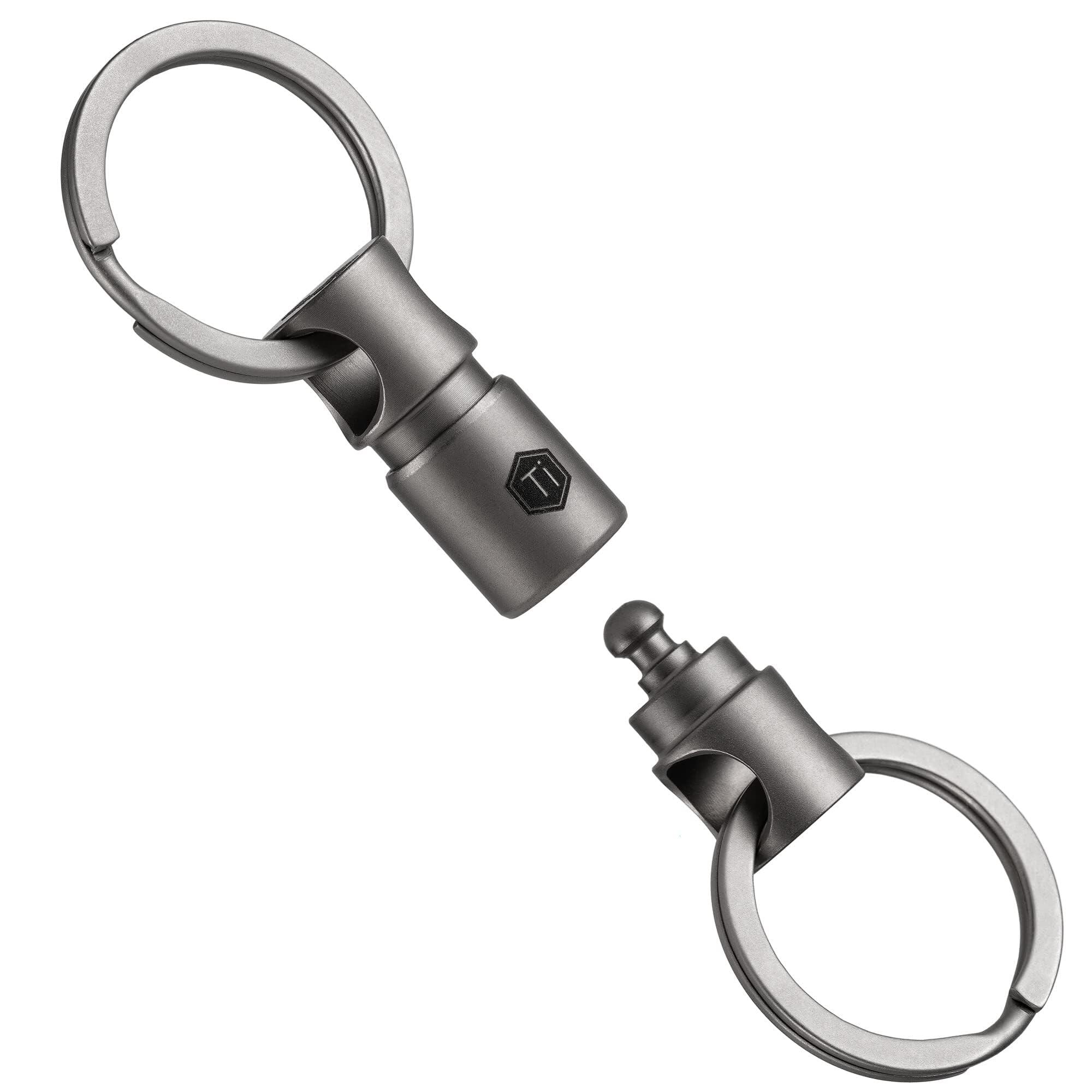 KeyUnity KA24 Double-end Swivel Keychain Key Ring Connector, Titanium Rotatable Key Linker for Carabiner & Wind Chime