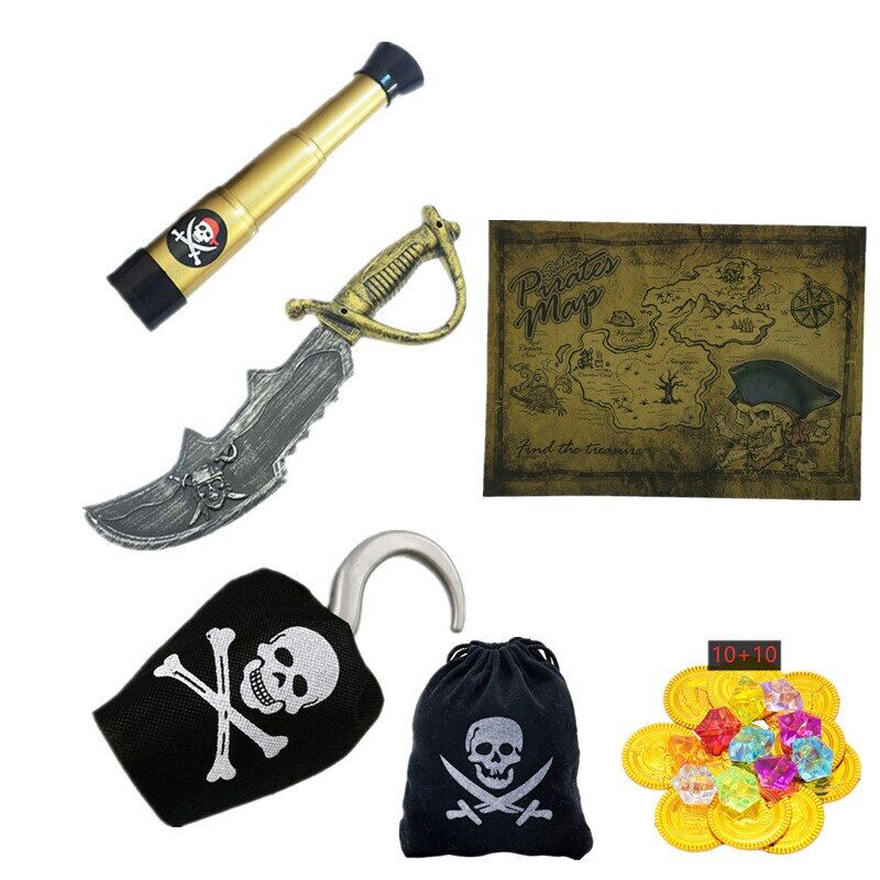 Pirate Cape Costume Children's Pirate Cloak Toy Set Children Halloween Cosplay Party Gifts
