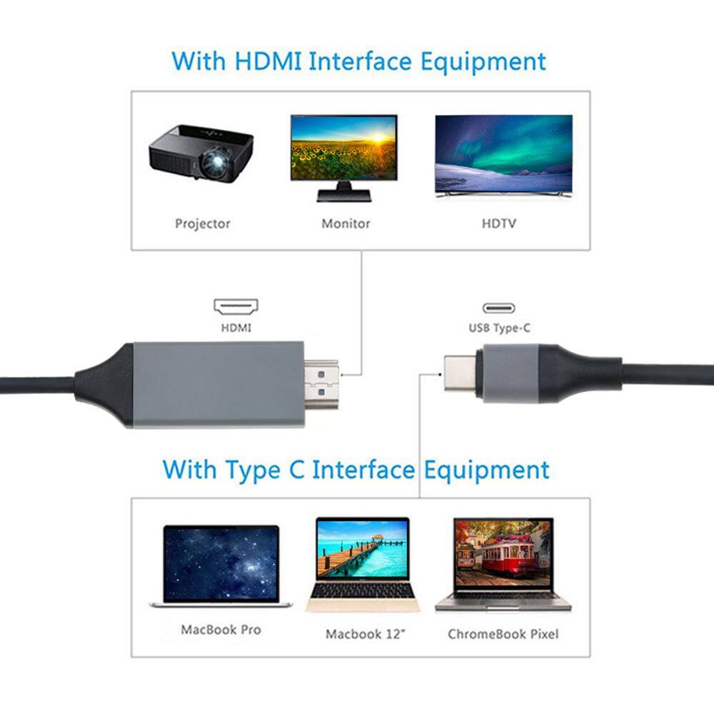 HESTING Bộ Chuyển Đổi Mở Rộng 4K Máy Tính Bảng Loại C Cáp Video Cáp Type C Sang HD Dây Chiếu Cáp Tương Thích HDMI Bộ Chuyển Đổi HDMI Cáp USB C Sang HDMI Dây Chuyển Đổi Cáp USB C 3.1 Sang HDMI Cáp Type C Sang HDMI bộ Chuyển Đổi HDMI