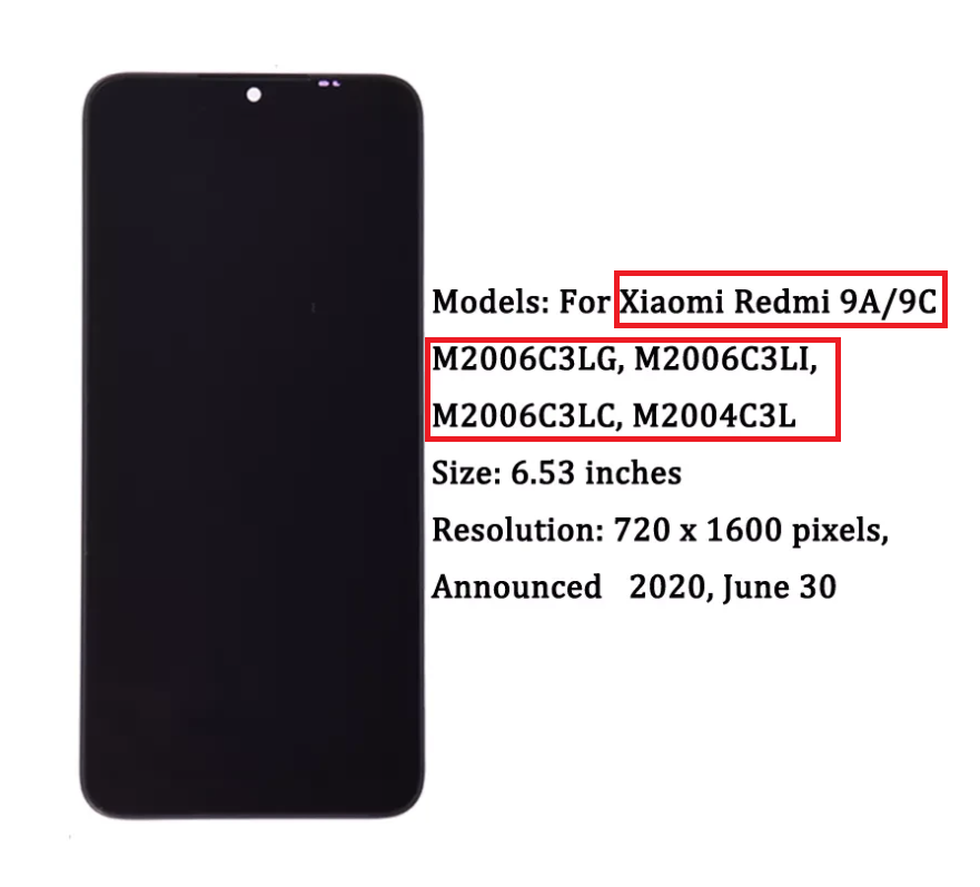 LCD gốc với khung cho Xiaomi Redmi 9 Redmi 9A/9C 1 màn hình LCD với Mặt kính màn hình cảm ứng Bộ bảng điều khiển