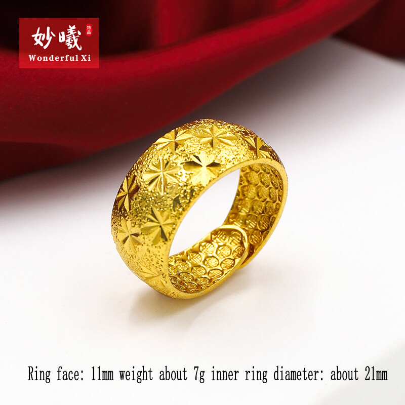 WONDERFULXI Original 916Gem Vietnam sand gold ring male trend personality  domineering obsidian fortune word opening boss ring long do not fade  gold-plated 24K999 imitation gold inlaid agate jewelry | Lazada PH