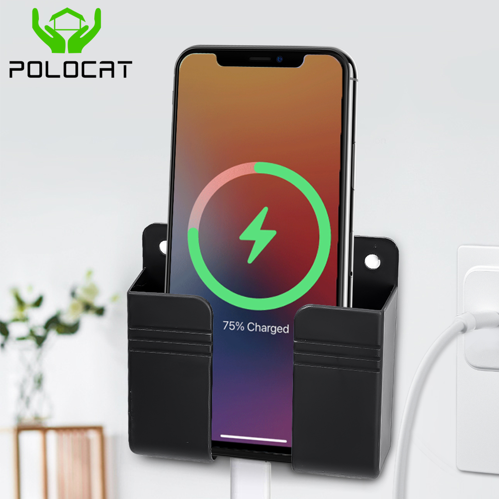 Polocat Giá để điện thoại di động gắn tường Đế sạc điện thoại Hộp đựng đồ điều khiển từ xa giá đỡ bộ gắn không đục lỗ