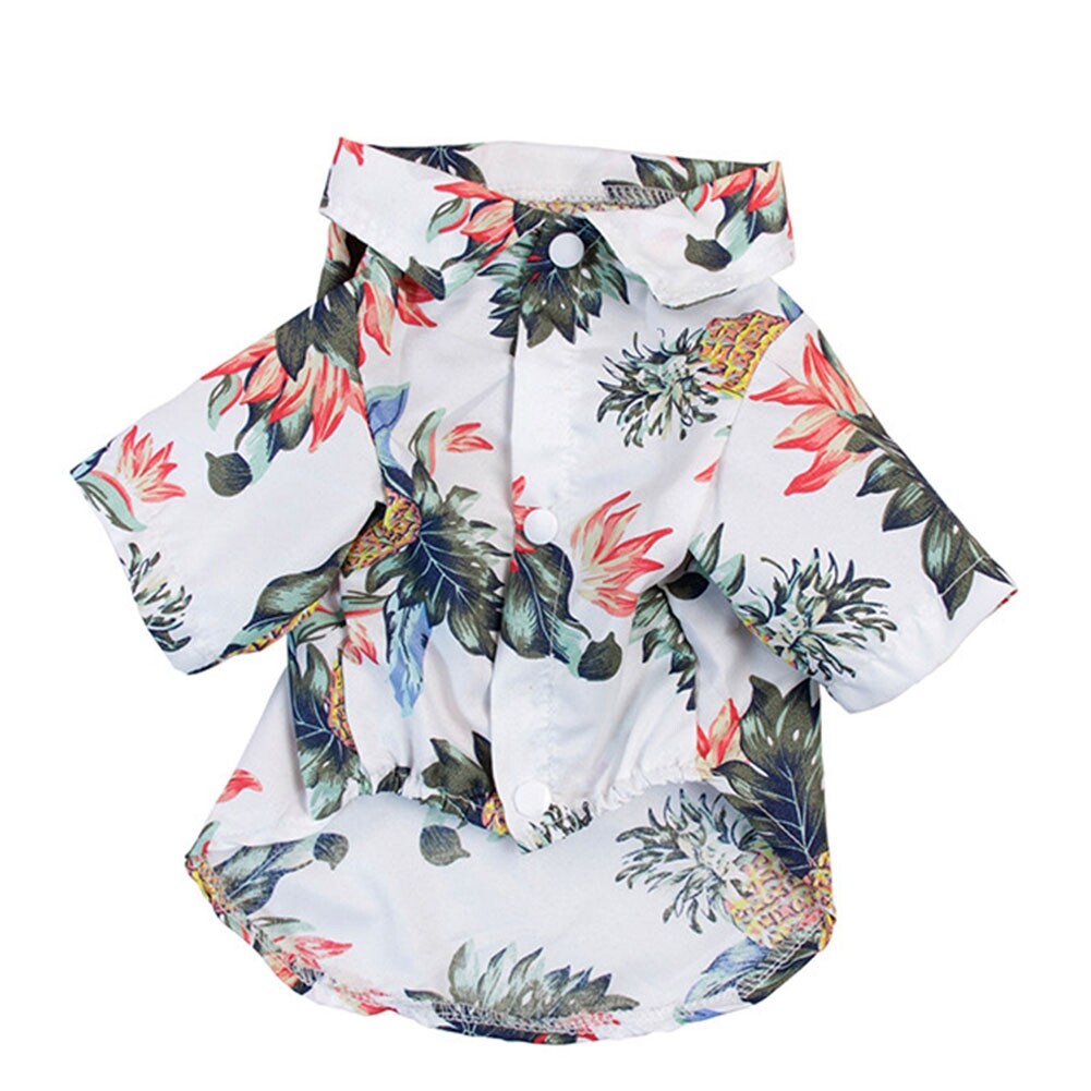 Pets Summer Coconut Tree Pineapple Print Hawaii Beach Shirt Blouse Dog Clothes