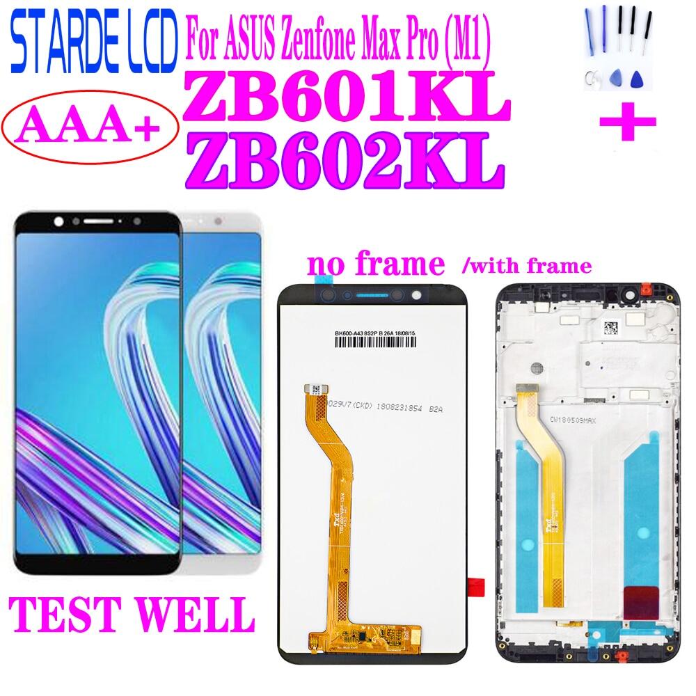 100% 5.99"lcd for asus zenfone max pro m1 zb601kl zb602kl lcd display touch screen panel digitizer with frame x00td x00