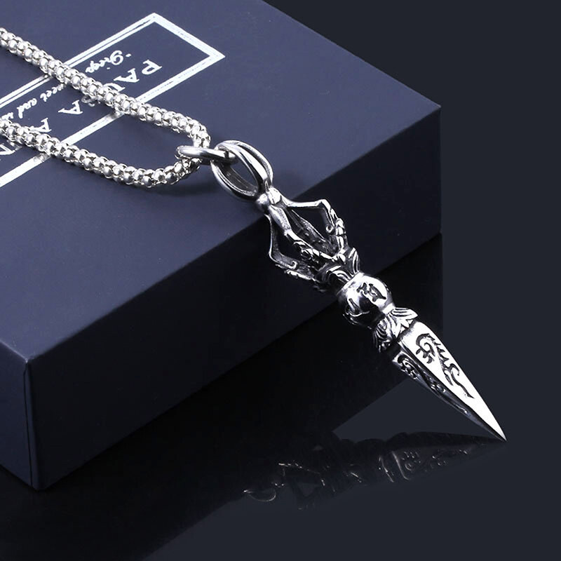 SIYI💕Gift💕 Men Rock Punk Tibetan Buddhist Protection Necklaces Vajra Dagger Amulet Pendant