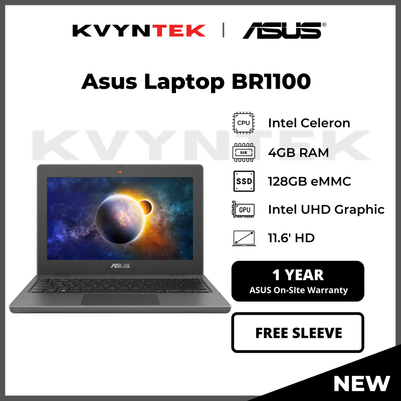 ASUS Laptop BR1100 BR1100CK-AGJ0378R (Intel Celeron, Win 10 Pro, 4GB RAM, 128GB eMMC Storage, Intel Graphics, 11.6) Malaysia