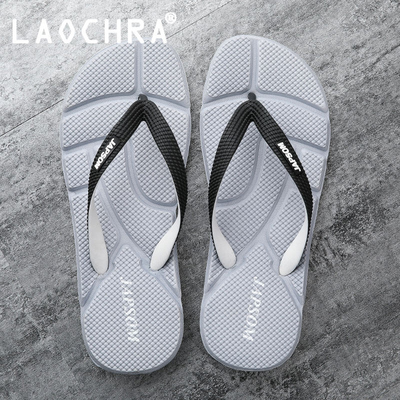 LAOCHRA Summer Shoes For Men Flip Flops Fashion Non Slip Beach Slippers Soft Sole Black Men Shoes