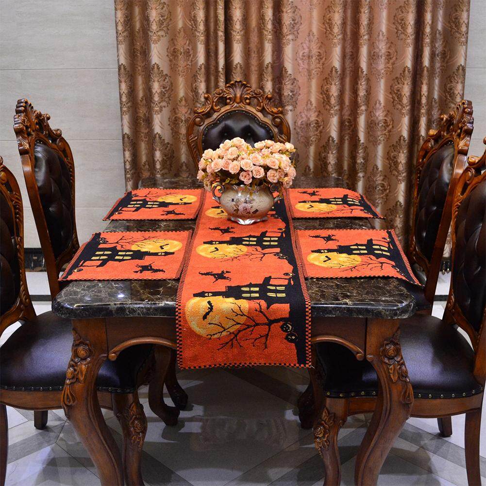 Halloween Bàn Runner cho Tiệc Placemat Khăn Trải Bàn Tiệc Chủ Đề Deco