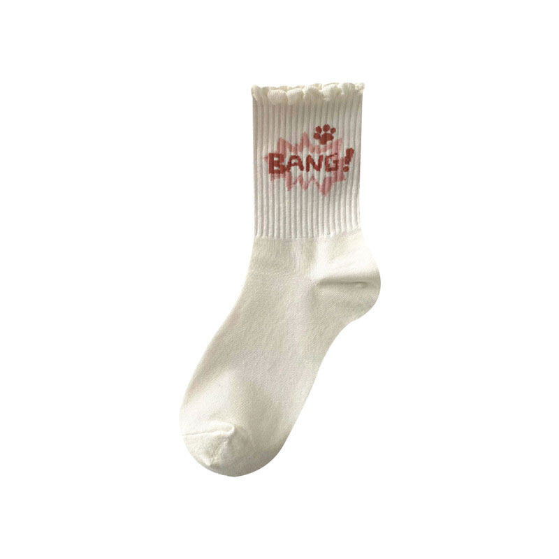 QiaoYiLuo Pink socks pure cotton socks cute cartoon women's socks