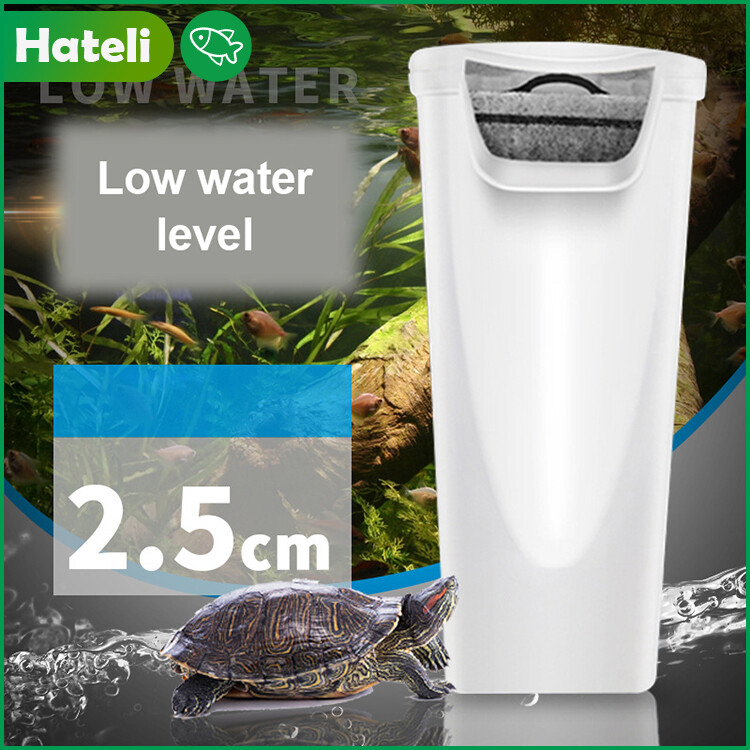 【HATELI】Aquarium Filter Turtle Tank Low Water Level Filter Ceramic Tank Filter Waterfall Filter Mini Round Fish Tank Filter（3W）