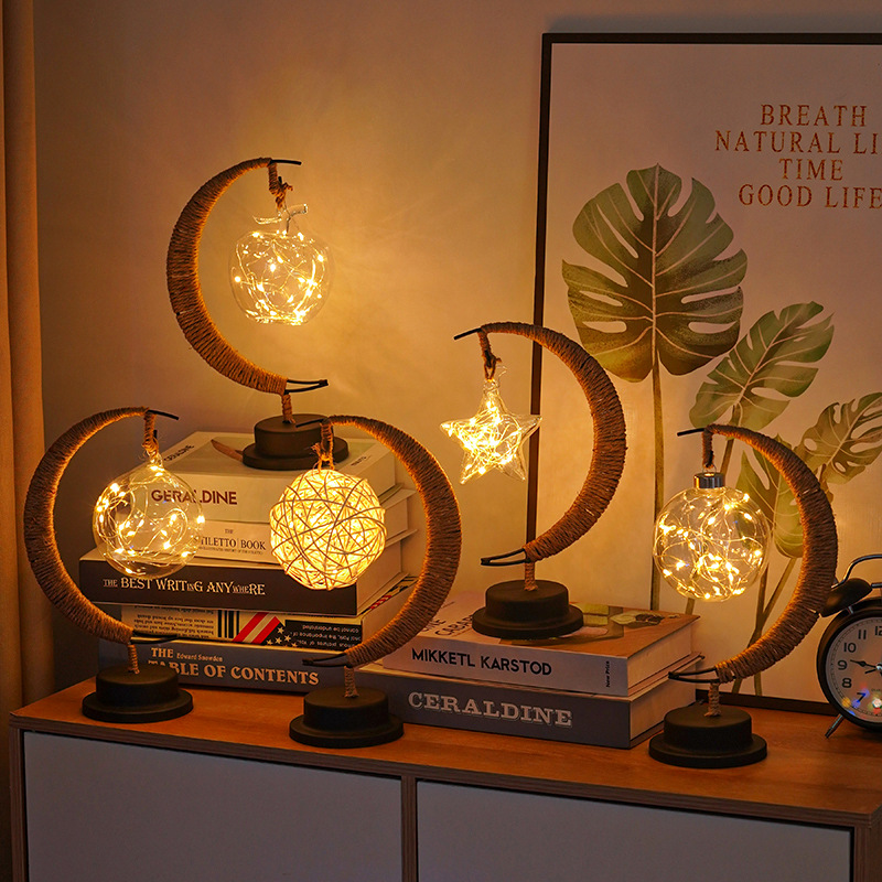 Bóng LED mới Đèn trang trí sáng tạo mặt trăng và phong cách ngôi sao dẫn đèn ban đêm tiệc handmade