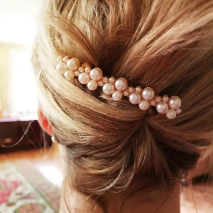 Elegant Women Pearl Crystal Hair Clips For Girls Rhinestones Hair