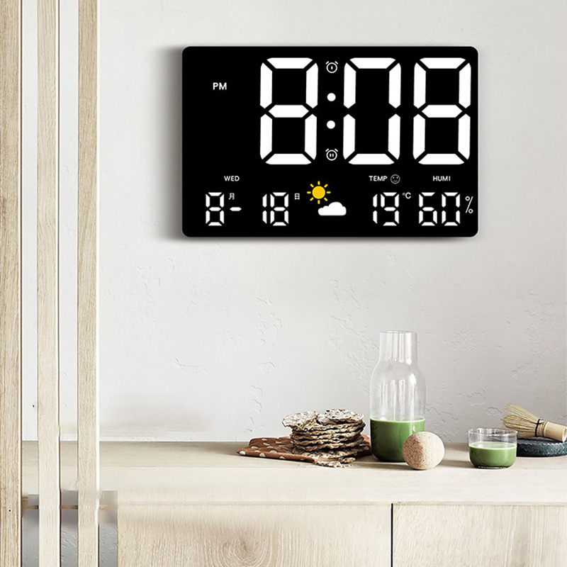 Large screen wall clock, pressure sensing, temperature and humidity, weather clock, multifunctional color weather clock
