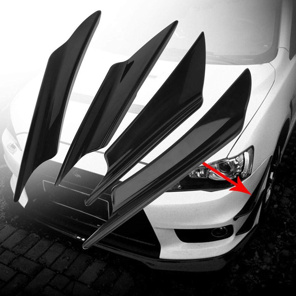 4 Pcs Universal Car Body สปอยเลอร์ด้านหน้ากันชนรถครีบสปอยเลอร์รถยนต์ Trim สีดำไม่ได้ทาสี