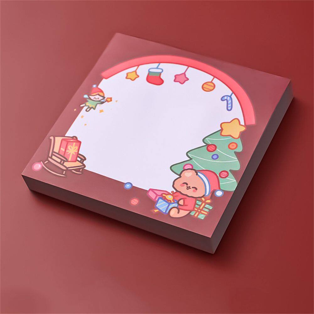 MMLUCK 50 Sheets Stationery Message Notes Writing Paper Student Supplies Writing Pads Christmas Sticky Memo Pad Paper Sticky Decorative Notepad Santa Claus Sticky Notes