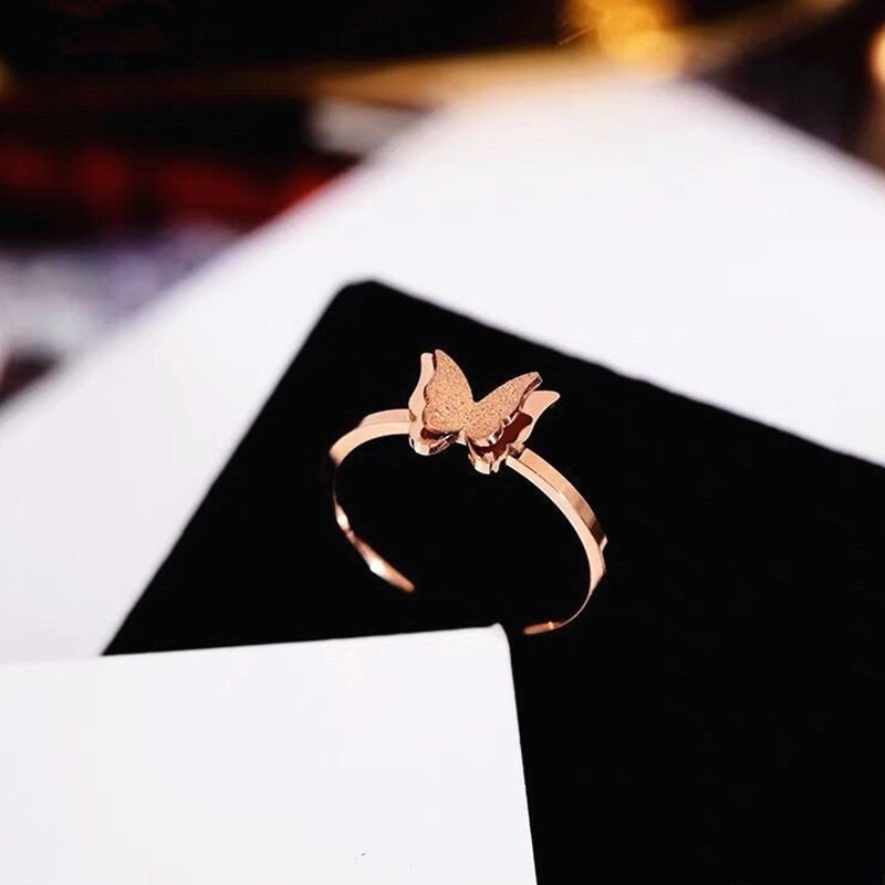 RAISS 1Pcs Butterfly Ring Copper Woman Karate Golden Layer Diamond 18k Korean Jewelry